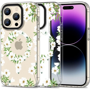 Etui Tech-Protect MagMood MagSafe Apple iPhone 15 Pro White Daisy