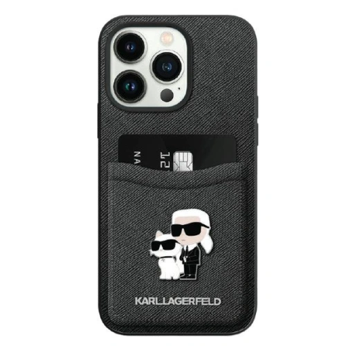 Buy Karl Lagerfeld KLHCP15XSAPKCNPK Apple iPhone 15 Pro Max hardcase Saffiano Cardslot KC Metal Pin black - KLD1702 - {ean13} - Home Screen Store Europe