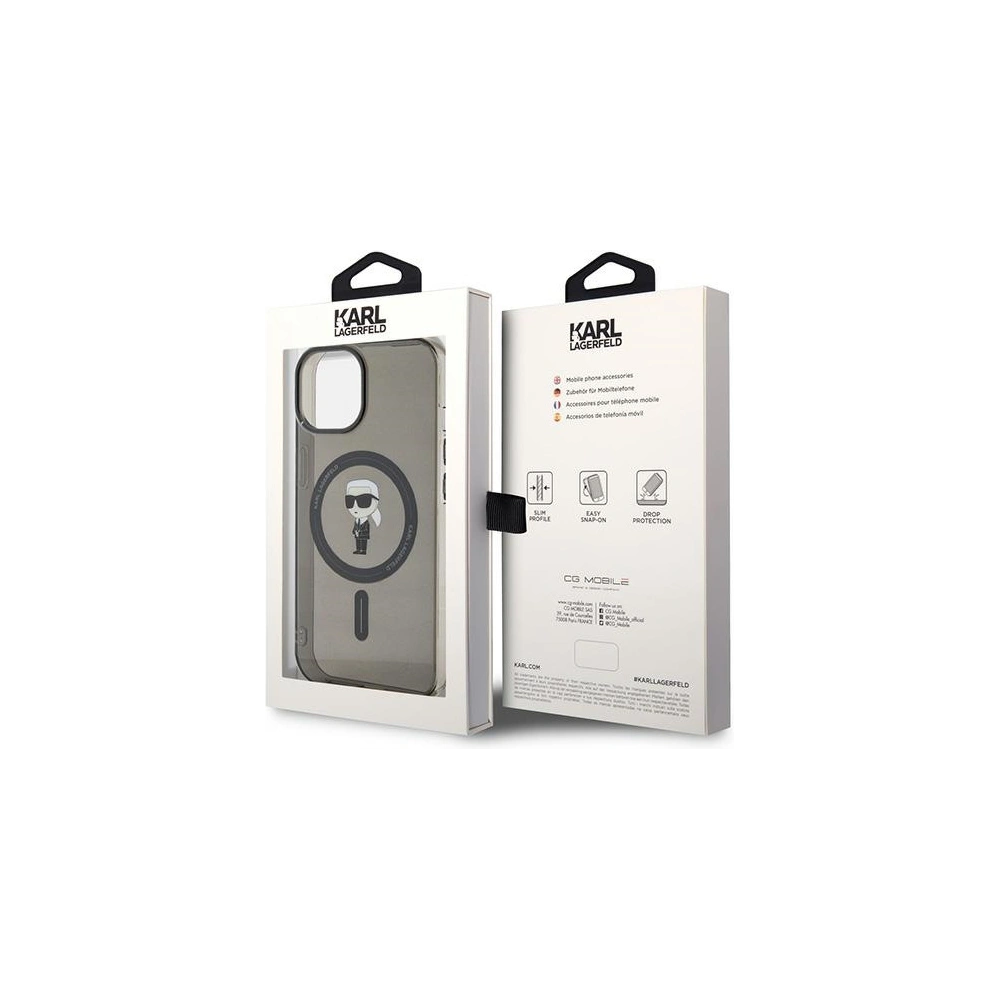 Etui Karl Lagerfeld KLHMP15SHFCKNOK Apple iPhone 15 hardcase IML Ikonik MagSafe czarny/black