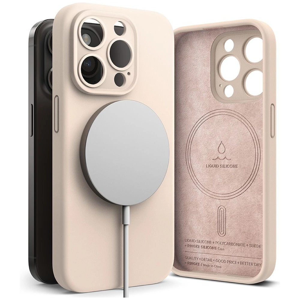 Etui Ringke Silicone Magnetic MagSafe Apple iPhone 15 Pro Pink Sand