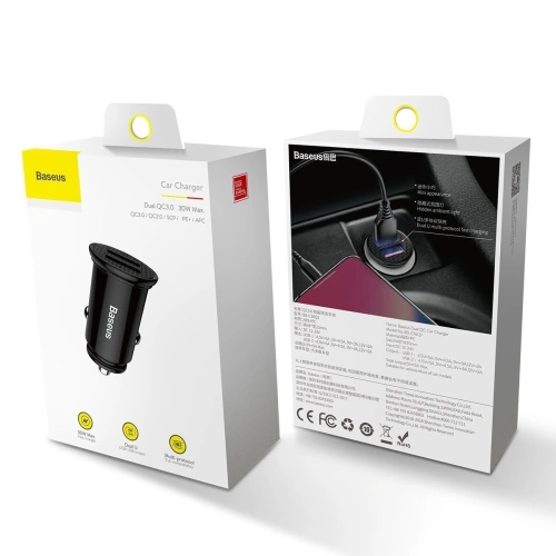 Kup Ładowarka samochodowa Baseus Circular 2xUSB QC3.0 5A 30W (czarna) - BSU346BLK - {ean13} - Sklep Home Screen
