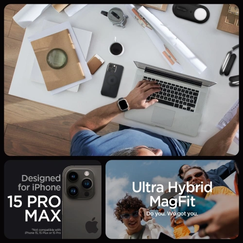 Kup Etui Spigen Ultra Hybrid Mag MagSafe Apple iPhone 15 Pro Max Frost Black - SPN2958 - {ean13} - Sklep Home Screen