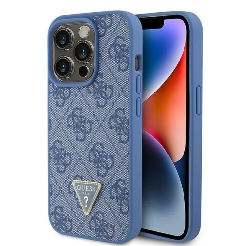 Kup Case Guess GUHCP15LP4TDPB Apple iPhone 15 Pro Hardcase Leder 4G Triangle Strass blau/blue - GUE2896 - {ean13} - Sklep Home Screen