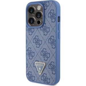 Etui Guess GUHCP15LP4TDPB Apple iPhone 15 Pro hardcase Leather 4G Triangle Strass niebieski/blue