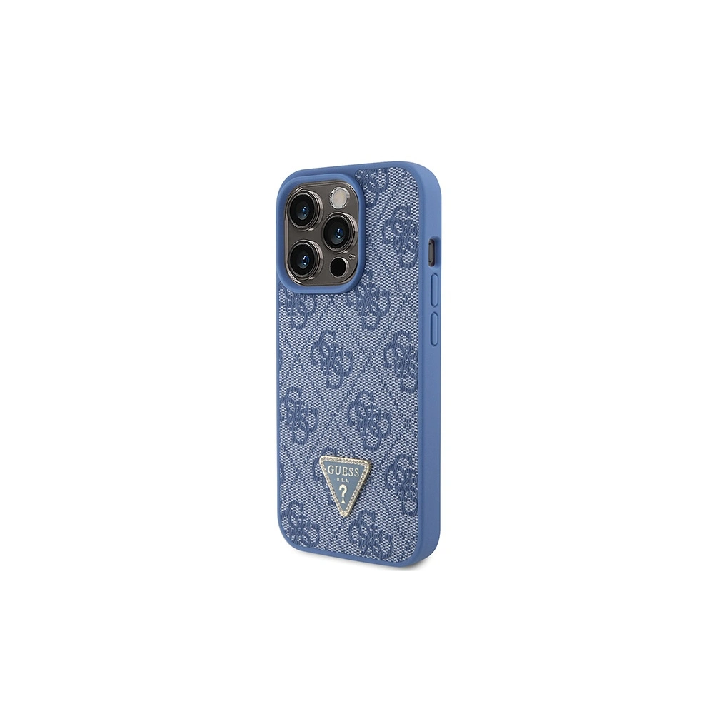 Etui Guess GUHCP15LP4TDPB Apple iPhone 15 Pro hardcase Leather 4G Triangle Strass niebieski/blue