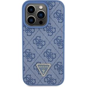 Etui Guess GUHCP15LP4TDPB Apple iPhone 15 Pro hardcase Leather 4G Triangle Strass niebieski/blue