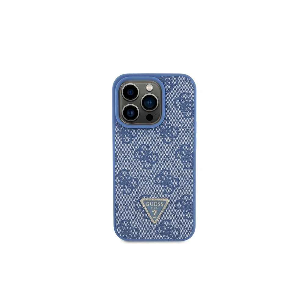Etui Guess GUHCP15LP4TDPB Apple iPhone 15 Pro hardcase Leather 4G Triangle Strass niebieski/blue