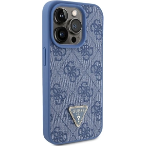 Etui Guess GUHCP15LP4TDPB Apple iPhone 15 Pro hardcase Leather 4G Triangle Strass niebieski/blue