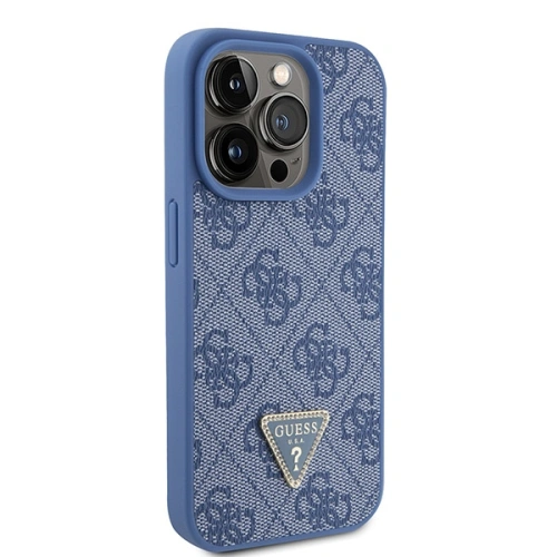 Kup Case Guess GUHCP15LP4TDPB Apple iPhone 15 Pro Hardcase Leder 4G Triangle Strass blau/blue - GUE2896 - {ean13} - Sklep Home Screen