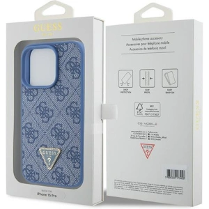 Etui Guess GUHCP15LP4TDPB Apple iPhone 15 Pro hardcase Leather 4G Triangle Strass niebieski/blue