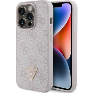 Etui Guess GUHCP15LP4TDPP Apple iPhone 15 Pro hardcase Leather 4G Triangle Strass różowy/pink