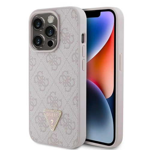 Kup Case Guess GUHCP15LP4TDPP Apple iPhone 15 Pro Hardcase Leder 4G Triangle Strass rosa/pink - GUE2897 - {ean13} - Sklep Home Screen