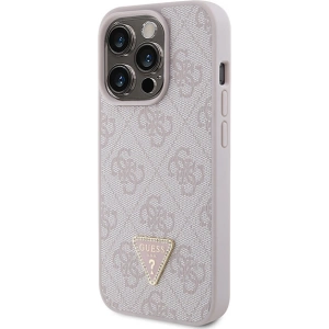 Etui Guess GUHCP15LP4TDPP Apple iPhone 15 Pro hardcase Leather 4G Triangle Strass różowy/pink