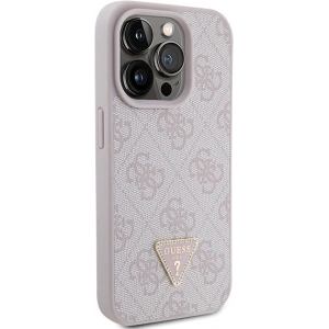 Etui Guess GUHCP15LP4TDPP Apple iPhone 15 Pro hardcase Leather 4G Triangle Strass różowy/pink
