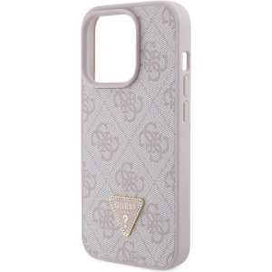 Etui Guess GUHCP15LP4TDPP Apple iPhone 15 Pro hardcase Leather 4G Triangle Strass różowy/pink