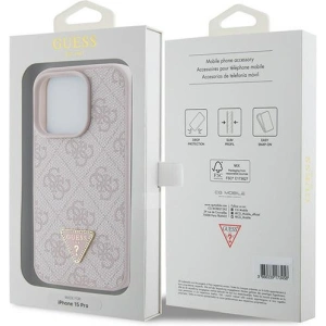 Etui Guess GUHCP15LP4TDPP Apple iPhone 15 Pro hardcase Leather 4G Triangle Strass różowy/pink