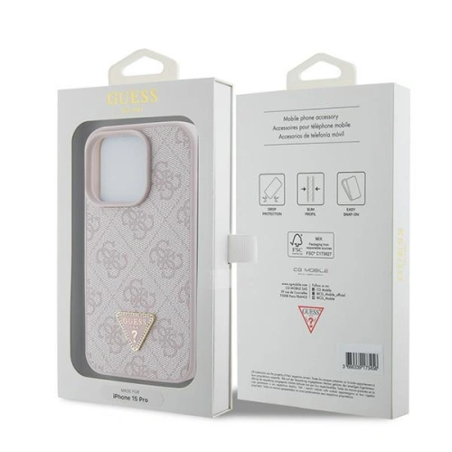 Kup Case Guess GUHCP15LP4TDPP Apple iPhone 15 Pro Hardcase Leder 4G Triangle Strass rosa/pink - GUE2897 - {ean13} - Sklep Home Screen