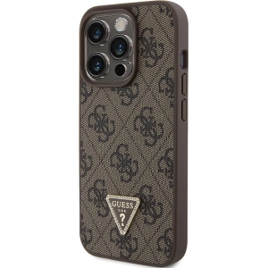 Etui Guess GUHCP15LP4TDPW Apple iPhone 15 Pro hardcase Leather 4G Triangle Strass brązowy/brown