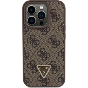 Etui Guess GUHCP15LP4TDPW Apple iPhone 15 Pro hardcase Leather 4G Triangle Strass brązowy/brown