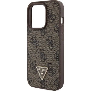 Etui Guess GUHCP15LP4TDPW Apple iPhone 15 Pro hardcase Leather 4G Triangle Strass brązowy/brown