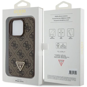 Etui Guess GUHCP15LP4TDPW Apple iPhone 15 Pro hardcase Leather 4G Triangle Strass brązowy/brown