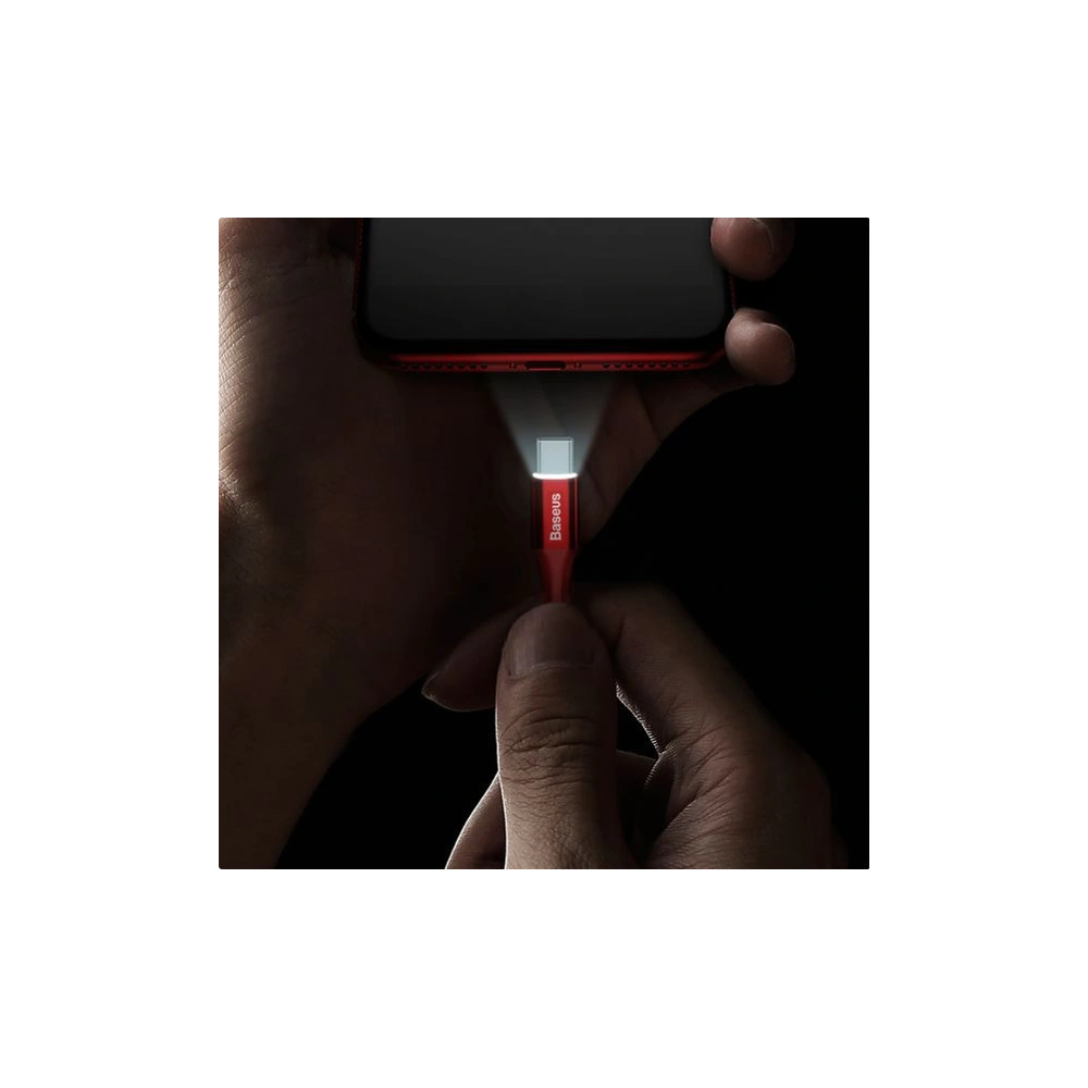 Kabel Lightning Baseus z podświetlanym złączem 1m (czerwony)