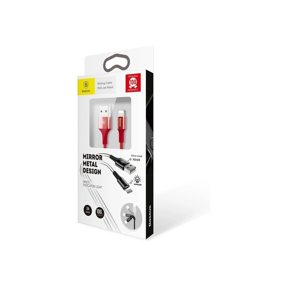 Kabel Lightning Baseus z podświetlanym złączem 1m (czerwony)