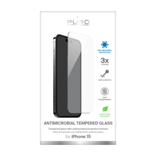 Kup Szkło hartowane PURO Anti-Bacterial Glass Apple iPhone 15 - PUR763 - {ean13} - Sklep Home Screen