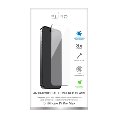 Kup Szkło hartowane PURO Anti-Bacterial Glass Apple iPhone 15 Pro Max - PUR775 - {ean13} - Sklep Home Screen