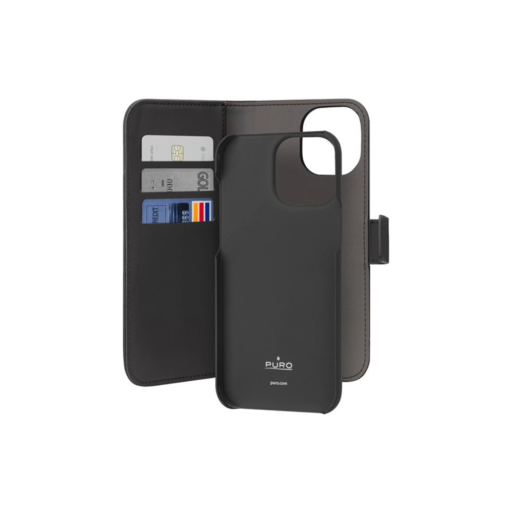 Etui PURO Wallet Detachable 2w1 Apple iPhone 15 Pro Max (czarny)
