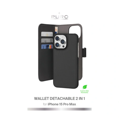 Kup Etui PURO Wallet Detachable 2w1 Apple iPhone 15 Pro Max (černý) - PUR778 - {ean13} - Sklep Home Screen