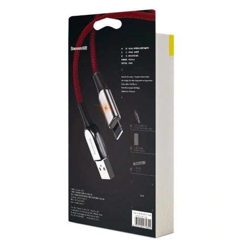 Kup Kabel Lightning z diodą LED Baseus X-type 1m 2.4A (czerwony) - BSU355RED - {ean13} - Sklep Home Screen