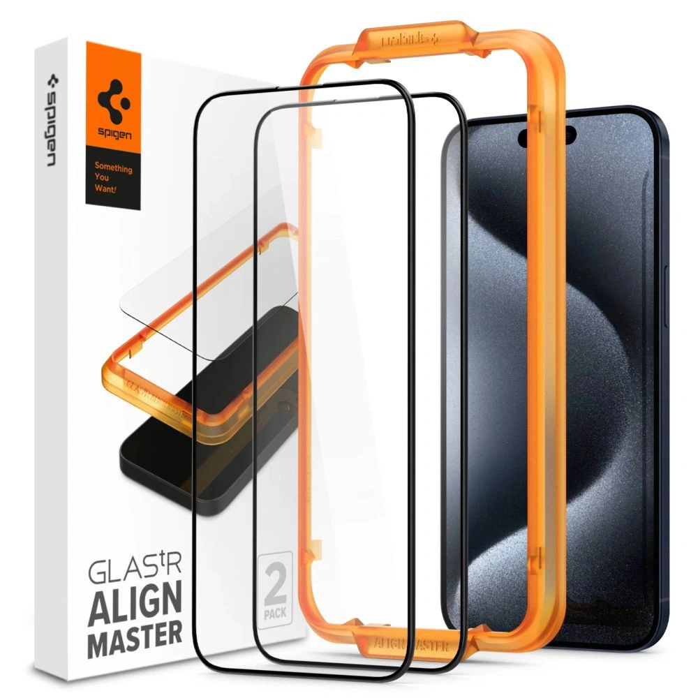 Szkło hartowane Spigen GLAS.tR AlignMaster FC Apple iPhone 15 Pro Black [2 PACK]