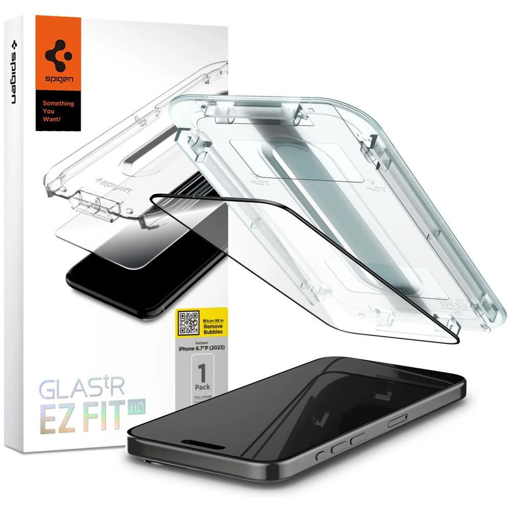 Szkło hartowane Spigen GLAS.tR ez Fit FC Apple iPhone 15 Pro Max Black
