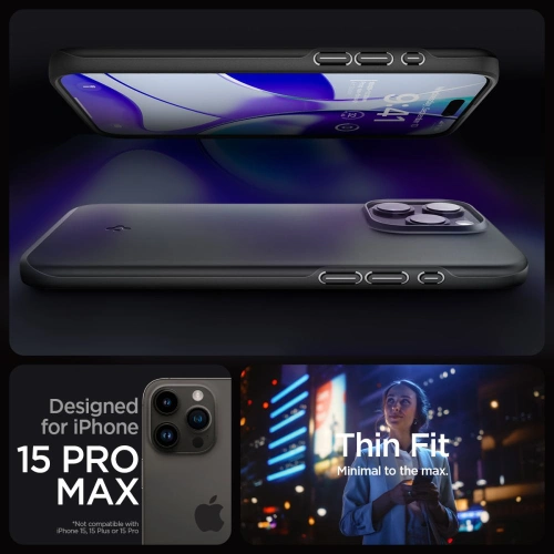 Kup Etui Spigen Thin Fit Apple iPhone 15 Pro Max Black - SPN3008 - {ean13} - Sklep Home Screen