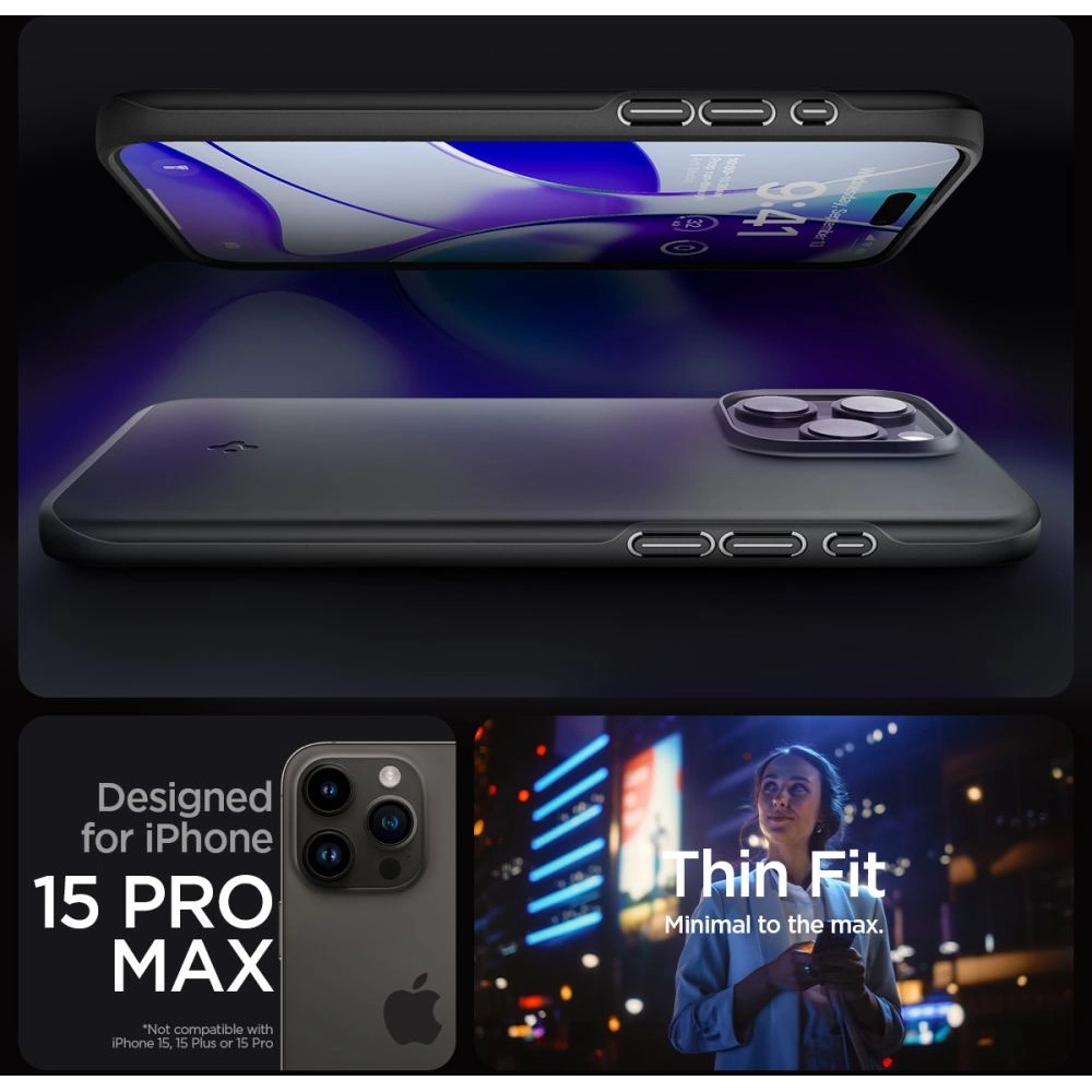 Etui Spigen Thin Fit Apple iPhone 15 Pro Max Black