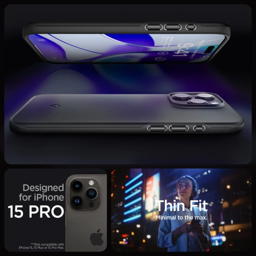 Kup Etui Spigen Thin Fit Apple iPhone 15 Pro Fekete - SPN3014 - {ean13} - Sklep Home Screen