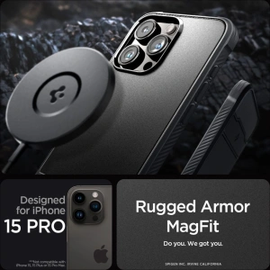 Etui Spigen Rugged Armor Mag MagSafe Apple iPhone 15 Pro Matte Black