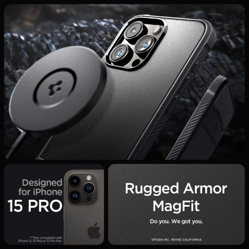 Kup Etui Spigen Rugged Armor Mag MagSafe Apple iPhone 15 Pro Matte Black - SPN3018 - {ean13} - Sklep Home Screen