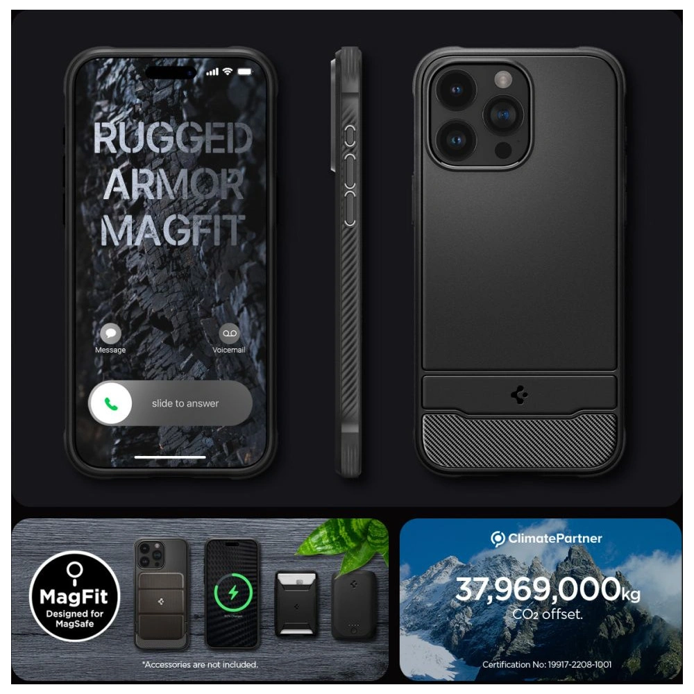 Etui Spigen Rugged Armor Mag MagSafe Apple iPhone 15 Pro Matte Black