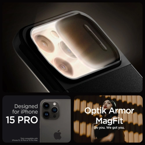 Kup Etui Spigen Optik Armor Mag MagSafe Apple iPhone 15 Pro Black - SPN3041 - {ean13} - Sklep Home Screen
