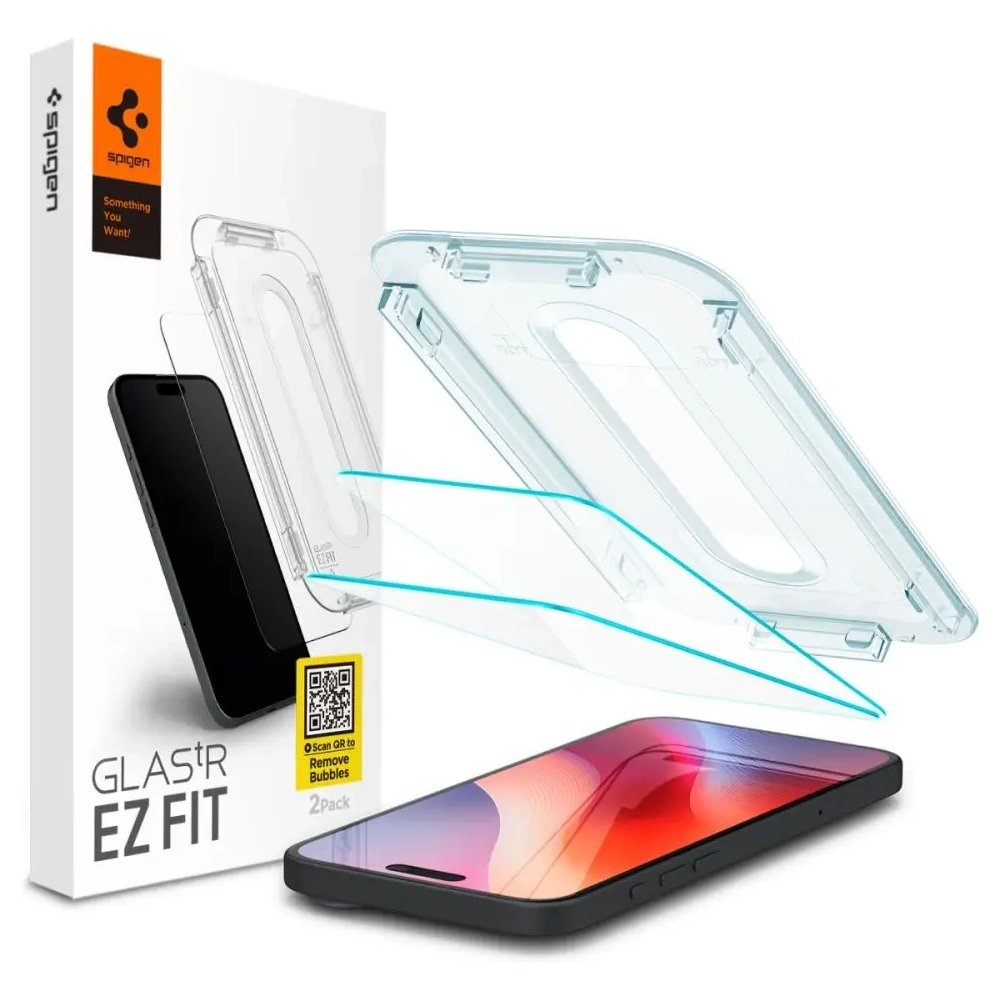 Szkło hartowane Spigen GLAS.tR ez Fit Apple iPhone 15 / 16 Clear [2 PACK] - iPhone 16 - Spigen