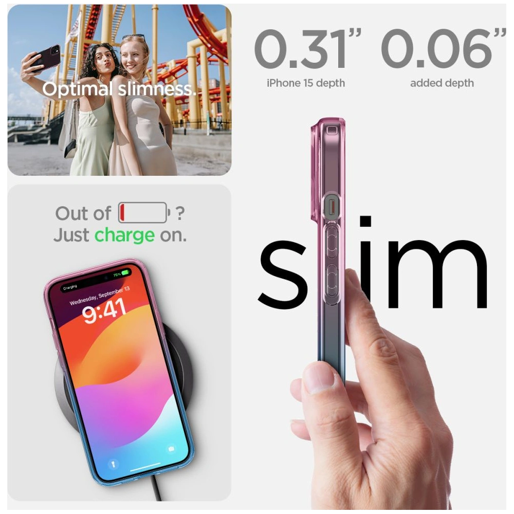 Etui Spigen Liquid Crystal Apple iPhone 15 Gradation Pink