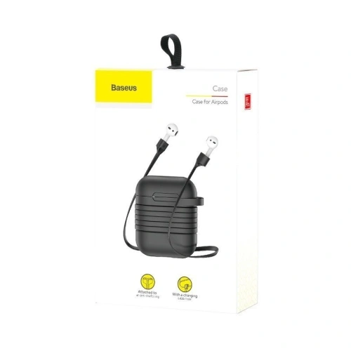 Buy Baseus Apple AirPods Protective Case with Earphone Strap Black - BSU372BLK - {ean13} - Home Screen Store Europe
