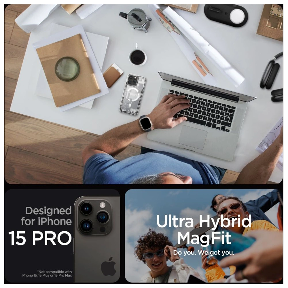 Etui Spigen Ultra Hybrid Mag MagSafe Apple iPhone 15 Pro Zero One White