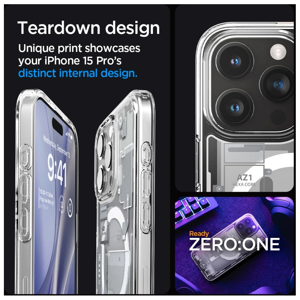 Etui Spigen Ultra Hybrid Mag MagSafe Apple iPhone 15 Pro Zero One White