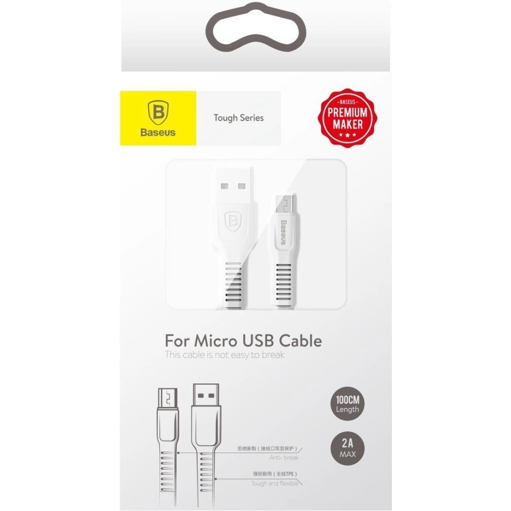 Kabel micro USB Baseus Tough Series 2A 1m (biały)