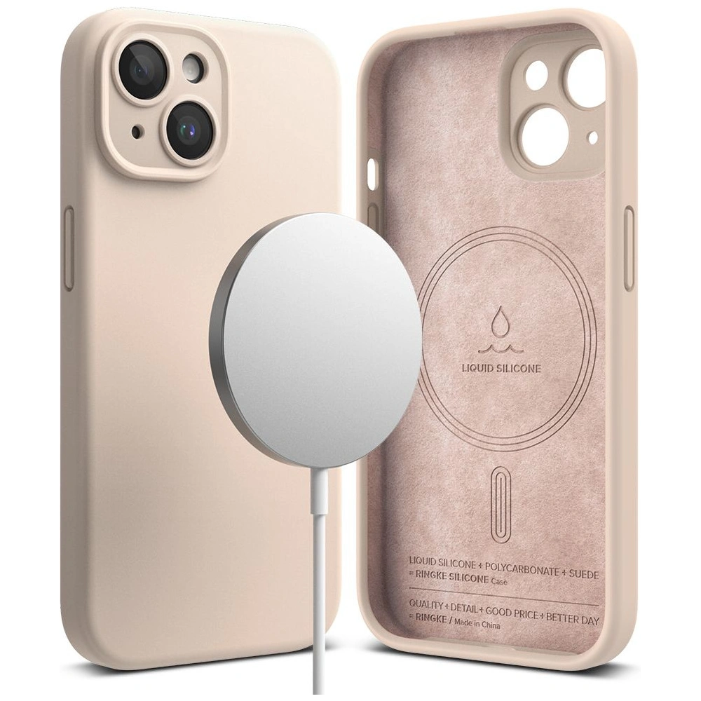 Etui Ringke Silicone Magnetic MagSafe Apple iPhone 15 Pink Sand