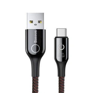 Baseus C-shaped QC 3.0 USB-C Cable with LED Light 1m Black