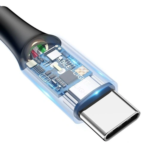 Kup Kabel USB-C z diodą LED Baseus C-shaped QC 3.0 1m (czarny) - BSU376BLK - {ean13} - Sklep Home Screen